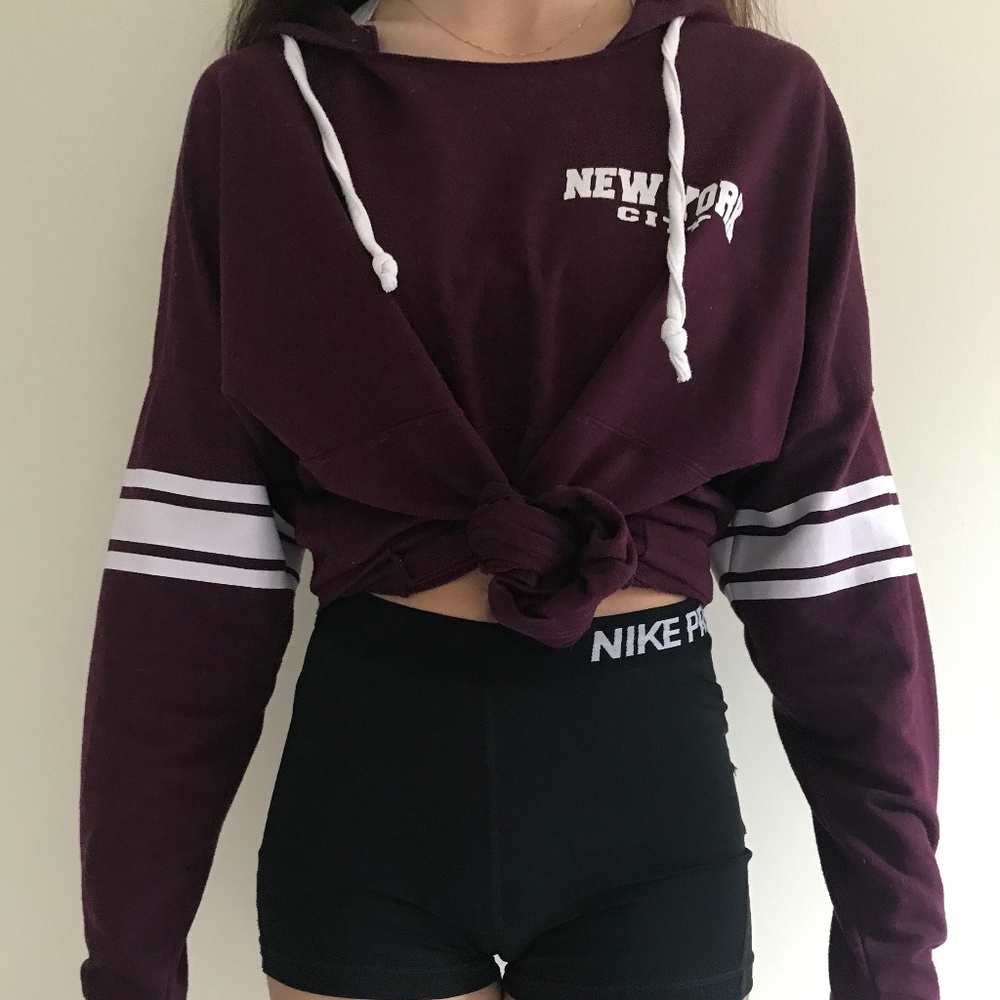 Burgundy Purple Long Sleeve Tee New York City with